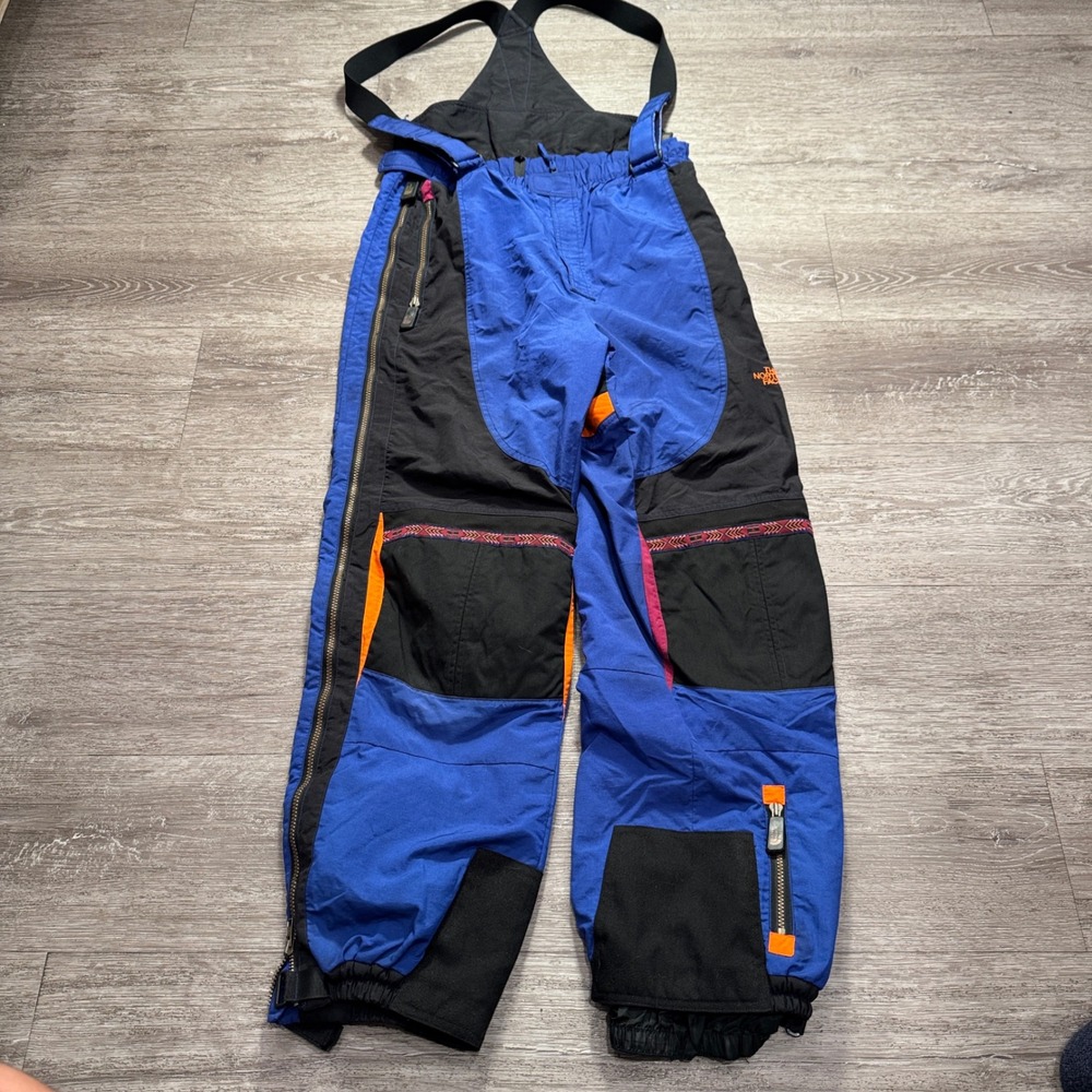 The North‎ Face Ski Bibs Womens Medium Blue Nylon Vintage 90s Aztec Extreme Gear